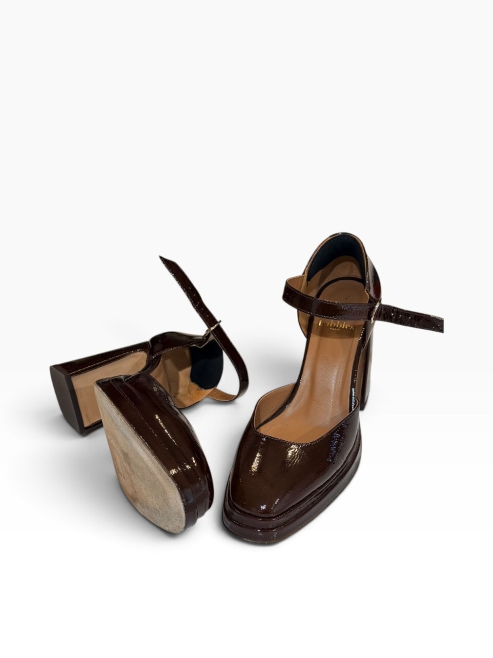 BOBBIES Burgundy Patent Leather Platform Mary Jane Shoes Women's Size 39 - Picture 2 of 10